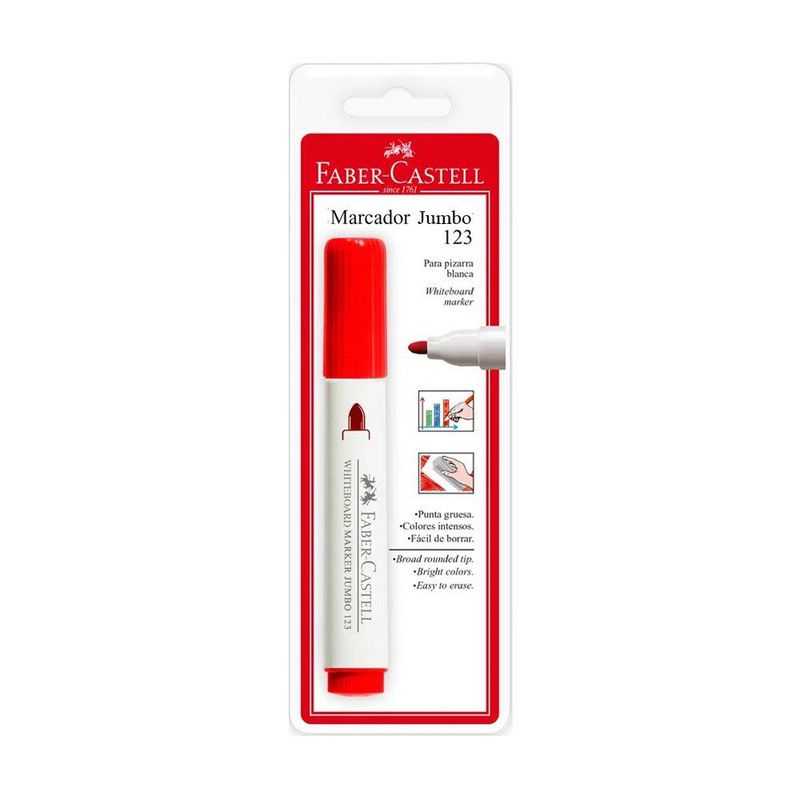 FABER CASTELL - Plumón Para Pizarra Faber Castell Jumbo 123 Rojo