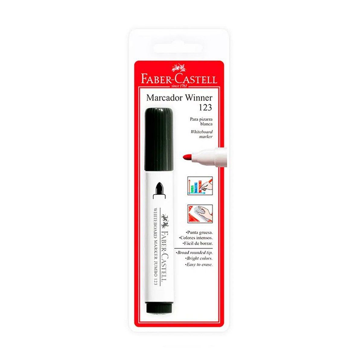 FABER CASTELL - Plumón Para Pizarra Faber Castell Jumbo 123 Negro