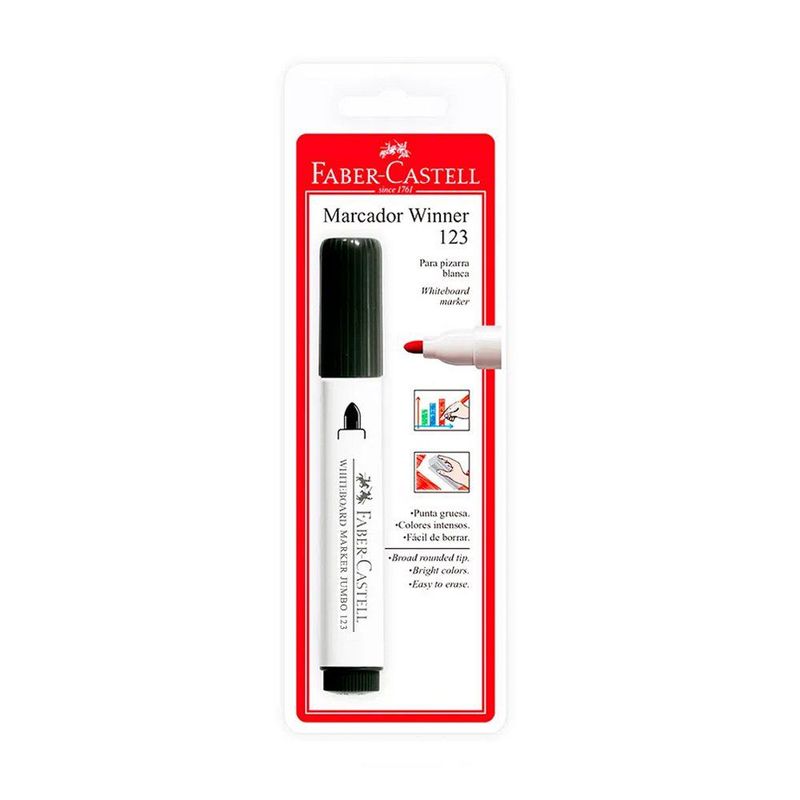 FABER CASTELL - Marcador Pizarra Negro 123