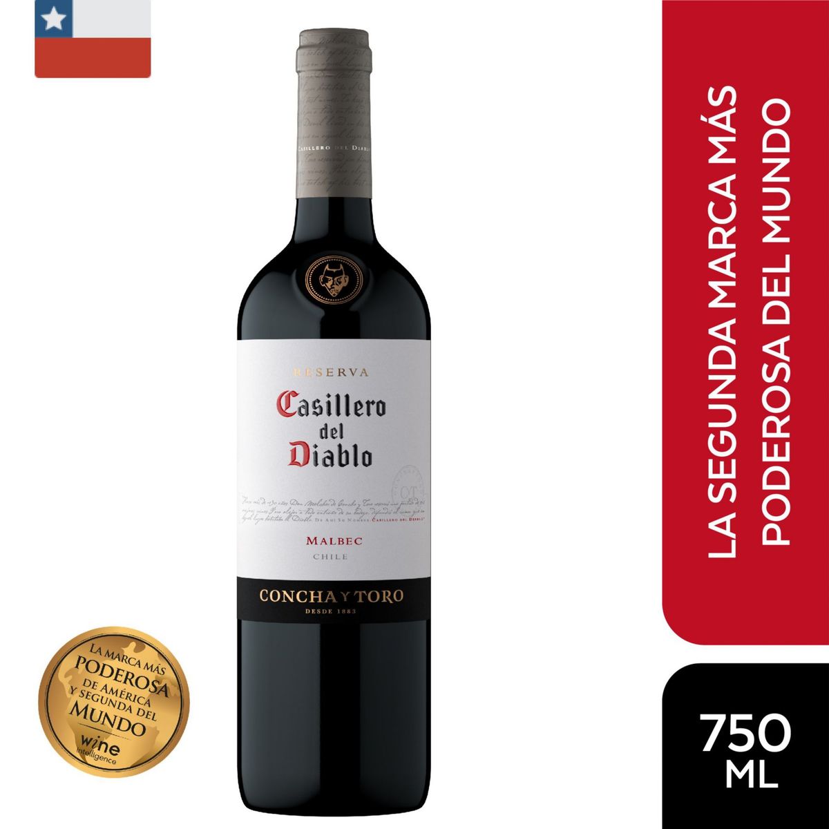 CASILLERO DEL DIABLO - Vino Tinto Casillero del Diablo Malbec Botella 750 mL