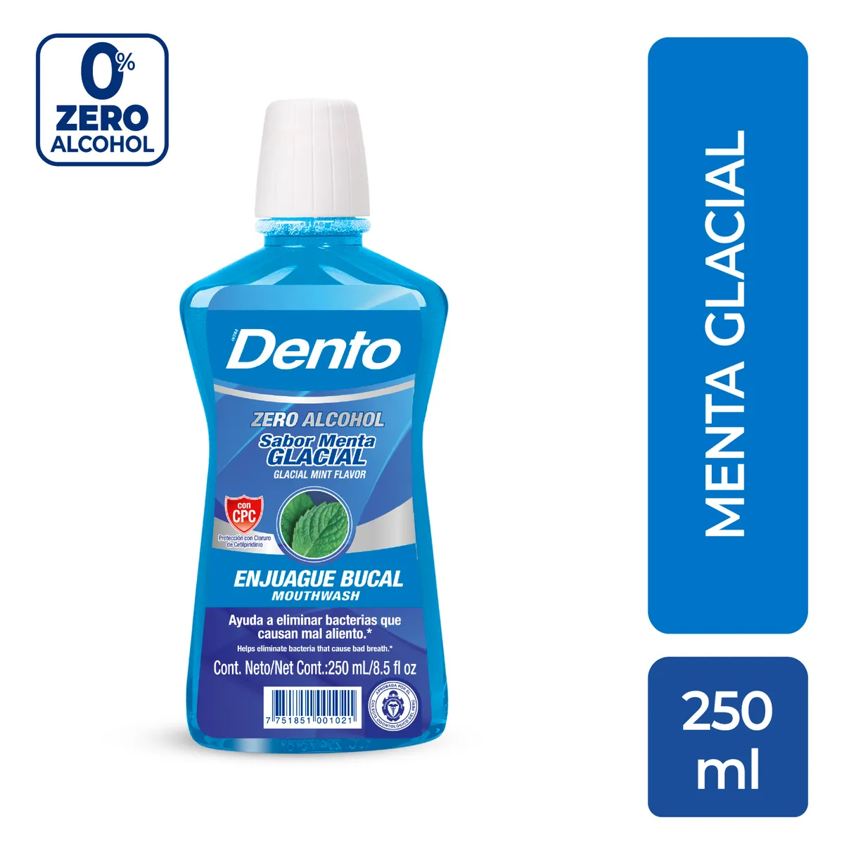 DENTO - Enjuague Bucal Dento Menta Glacial Botella 250 mL