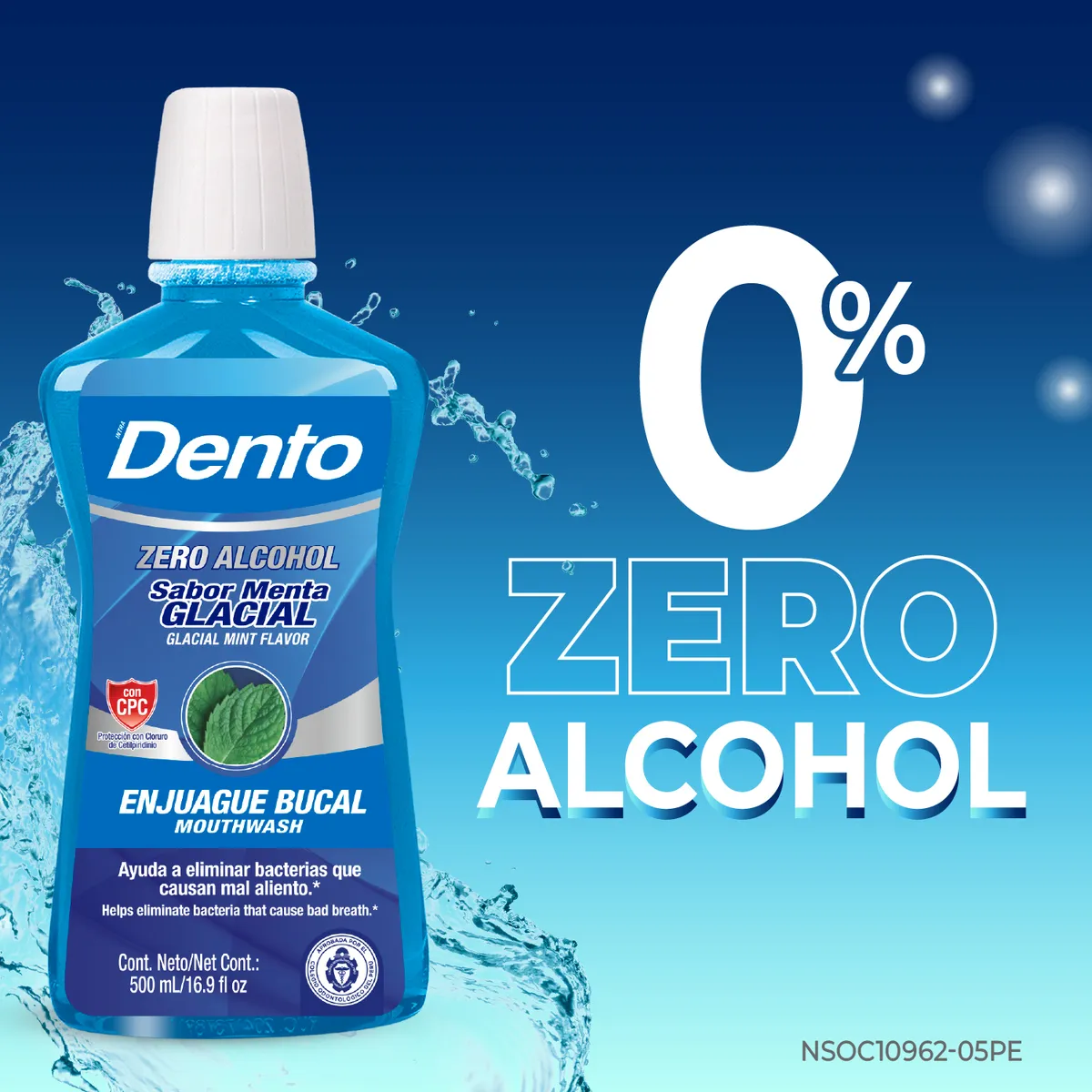DENTO - Enjuague Bucal Dento Menta Glacial Botella 250 mL
