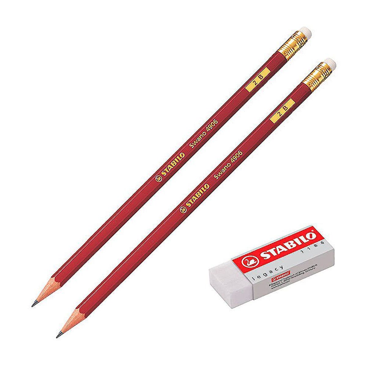 STABILO - Lápices Stabilo Swano 4906 Empaque 2 Und + Borrador