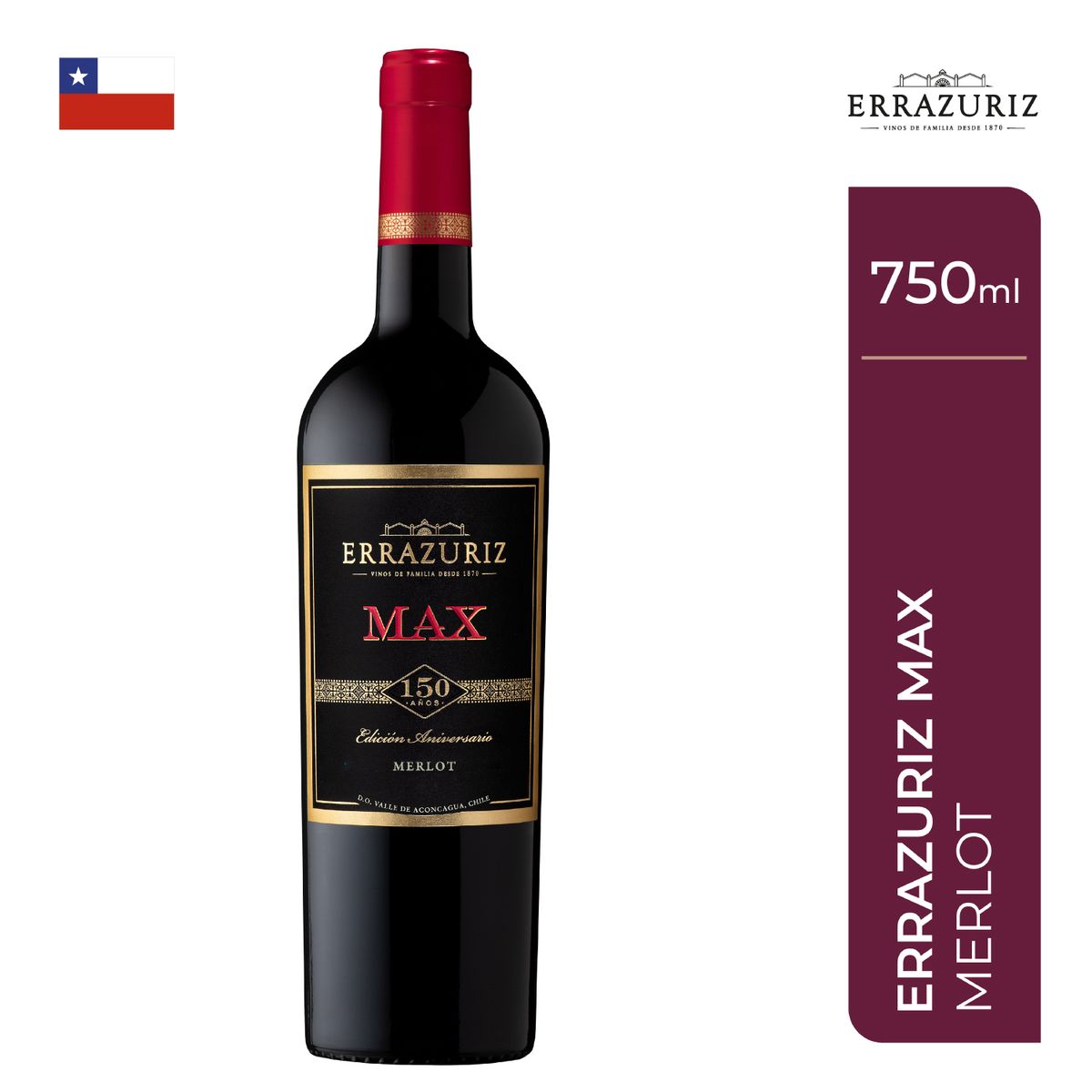 ERRAZURIZ - Vino Tinto Errazuriz Reserva Merlot Botella 750 mL