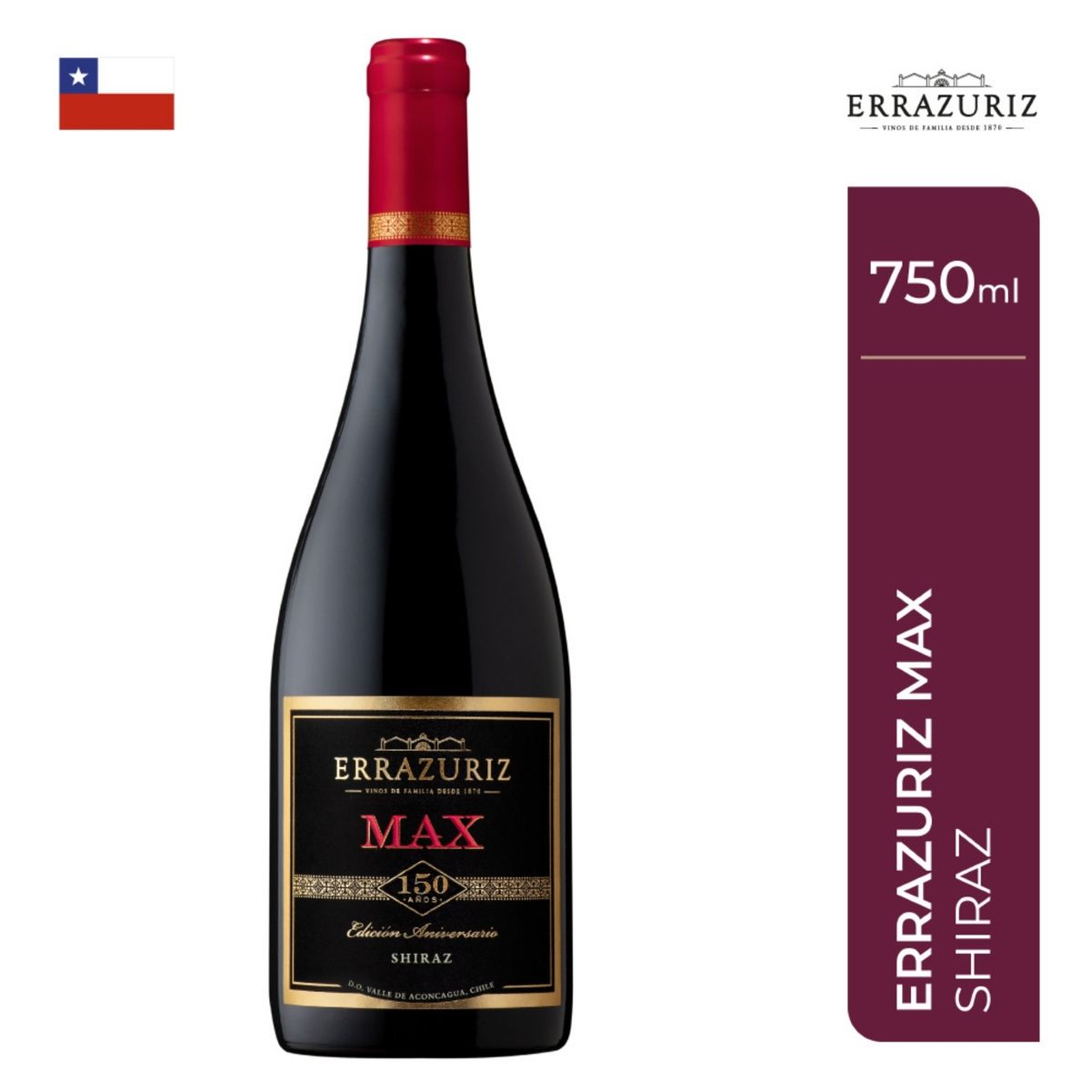 ERRAZURIZ - Vino Errazuriz Max Reserva Syrah Botella 750 mL