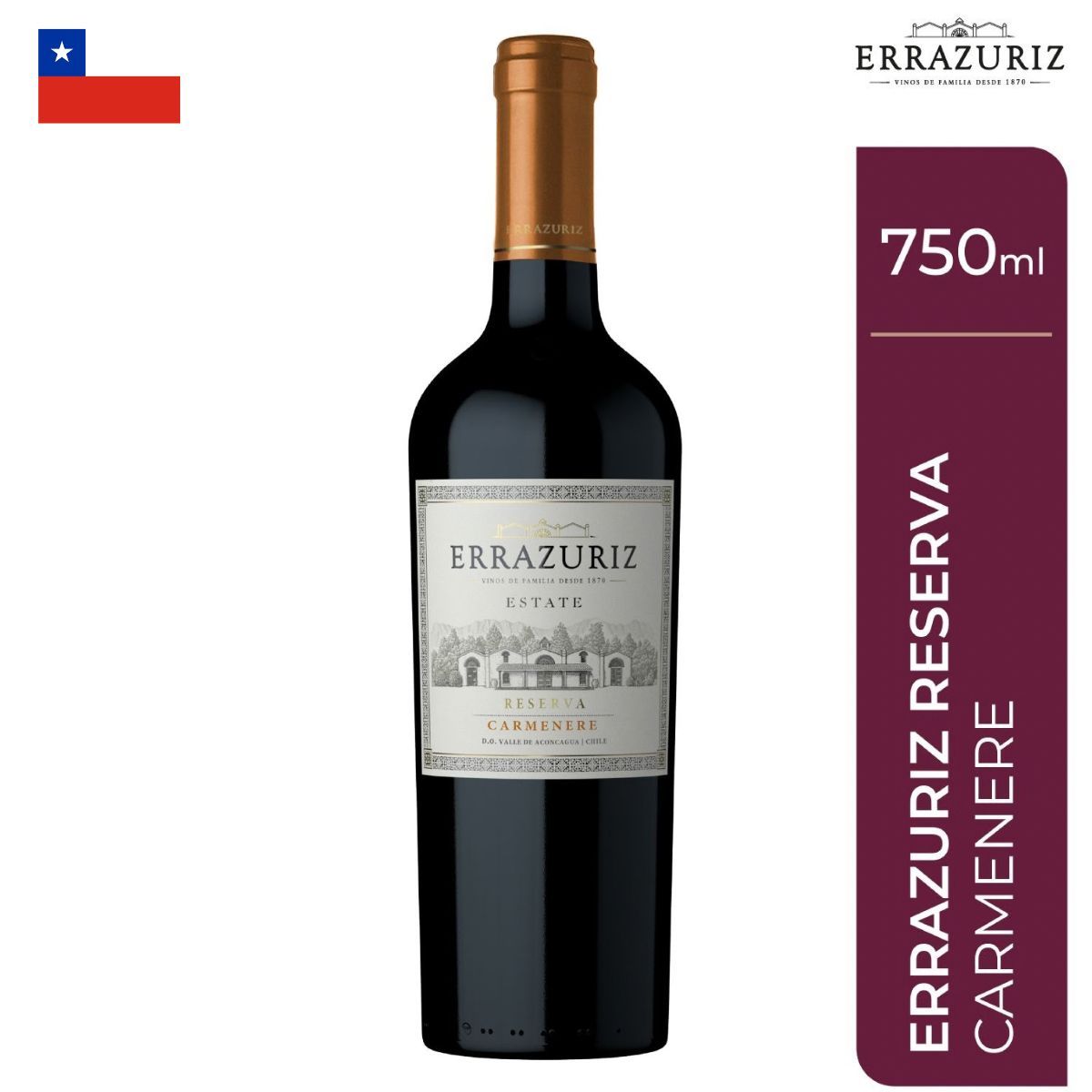 ERRAZURIZ - Vino Tinto Errazuriz Carmenere Estate Series Botella 750 mL