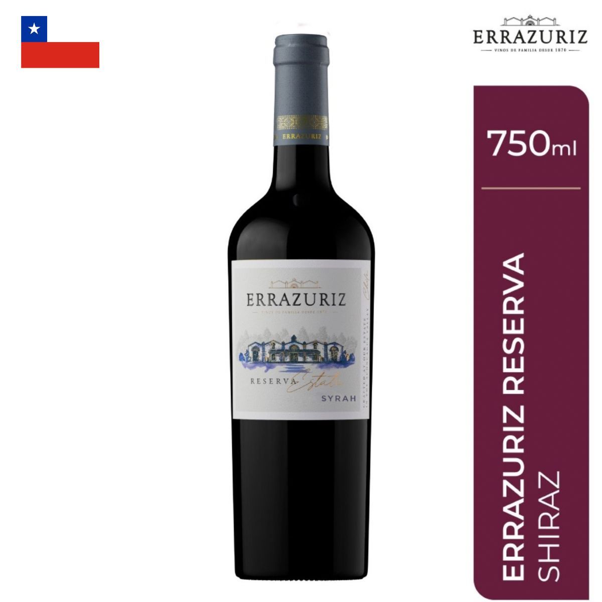 VINA VIEJA - Vino Errazuriz Estate Syrah Botella 750 mL