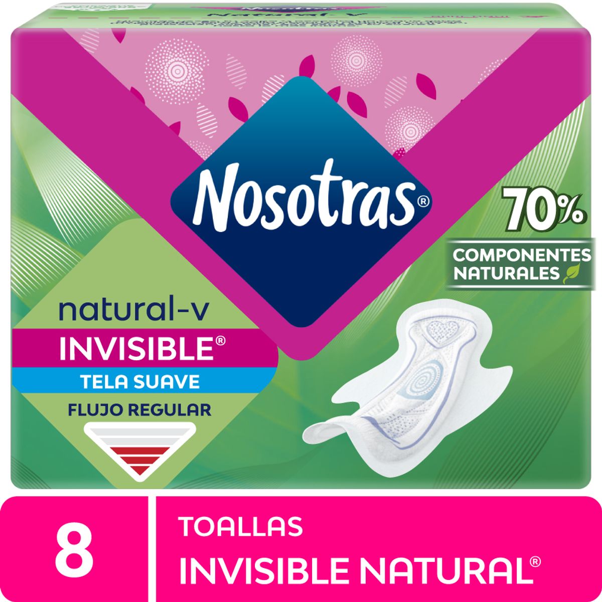 NOSOTRAS - Toallas Higiénicas Nosotras Invisible Natural Empaque 8 Und
