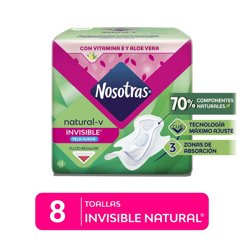 NOSOTRAS - Toallas Higiénicas Nosotras Invisible Natural Empaque 8 Und