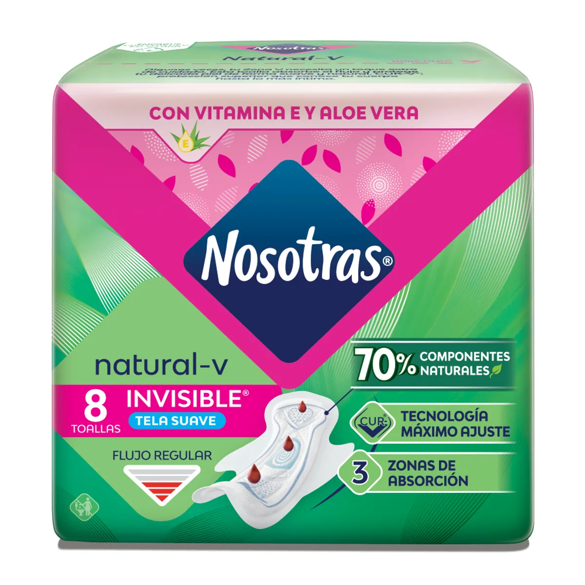 NOSOTRAS - Toallas Higiénicas Nosotras Invisible Natural Empaque 8 Und
