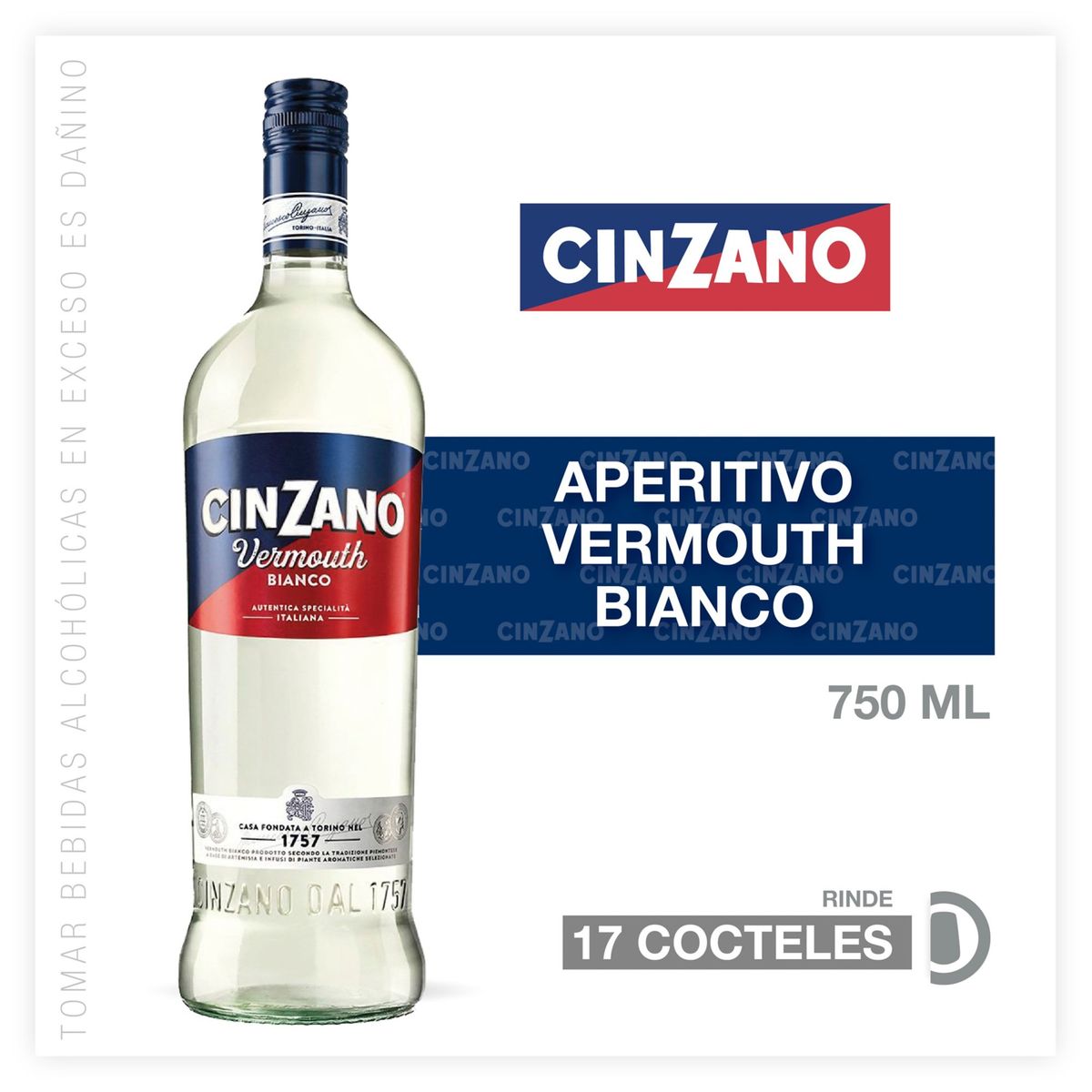 CINZANO - Vino Vermouth Cinzano Blanco Botella 750 mL