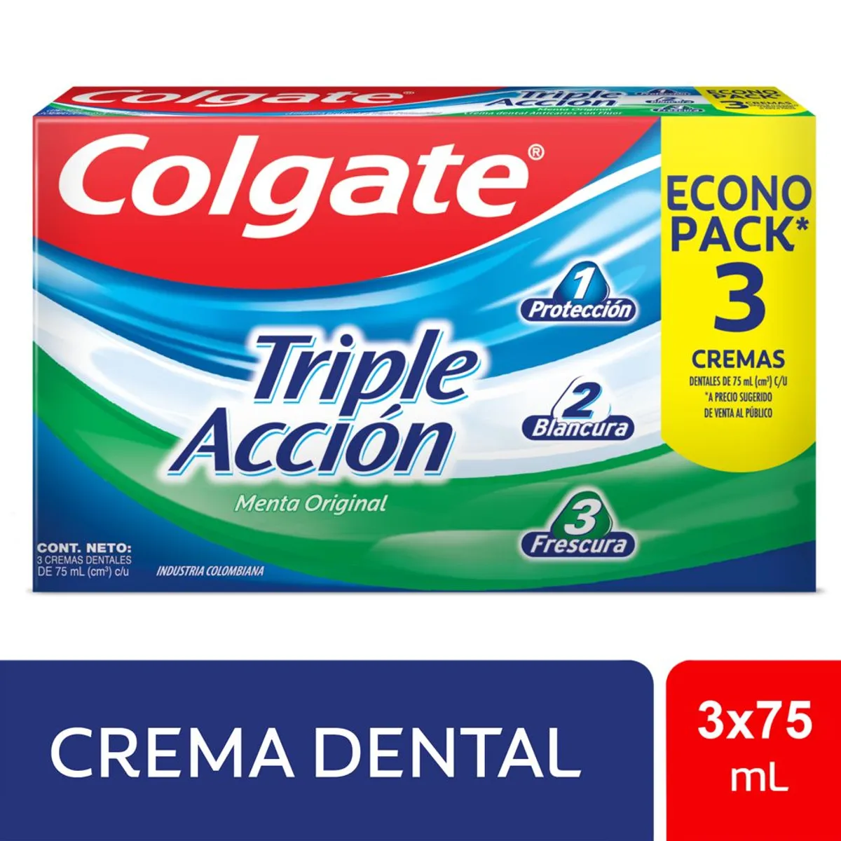 COLGATE - Crema Dental ColgateTriple Accion Empaque 3 Und 75 ml