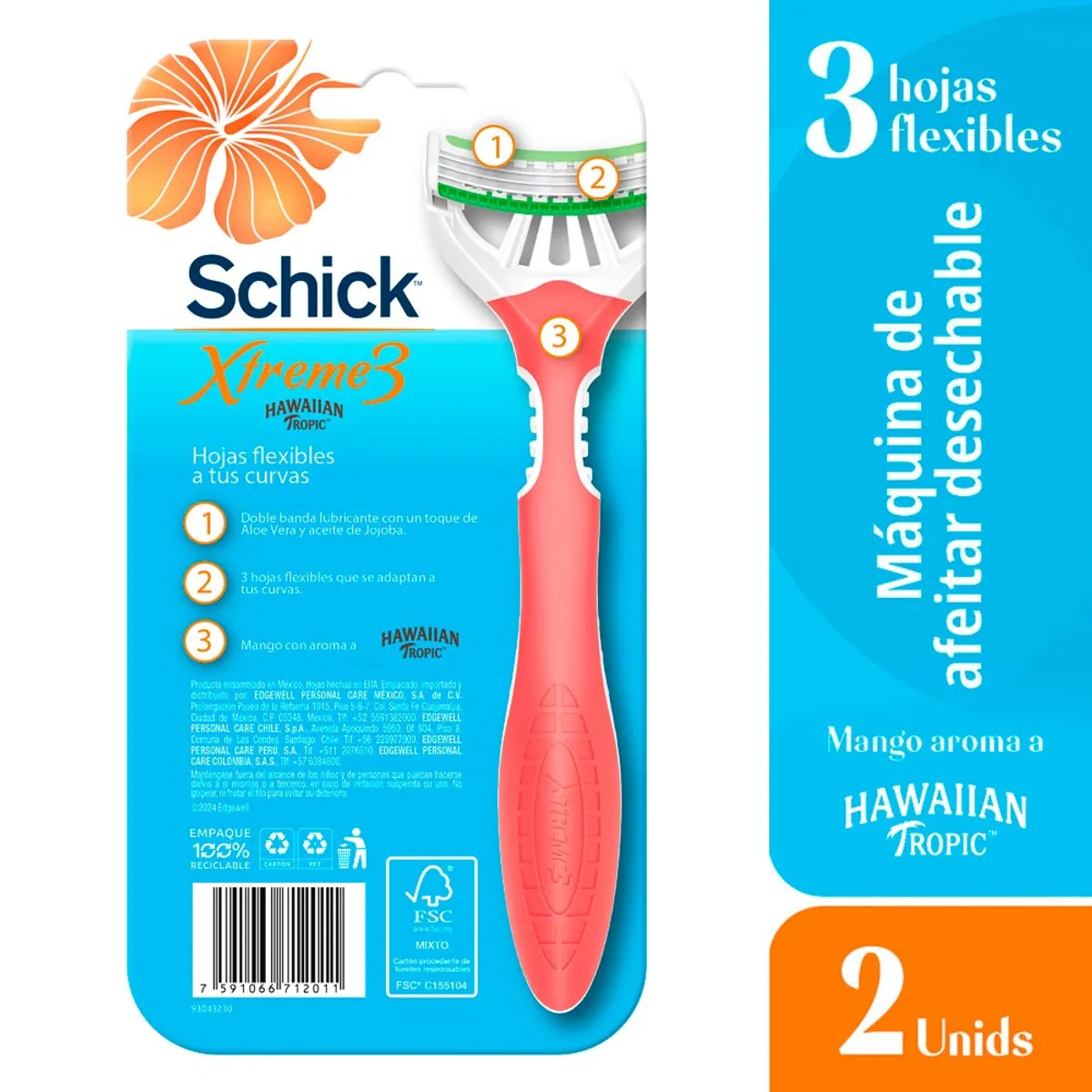 SCHICK - Máquina de Afeitar Schick Xtreme 3 Piel Delicada Empaque 2 Und