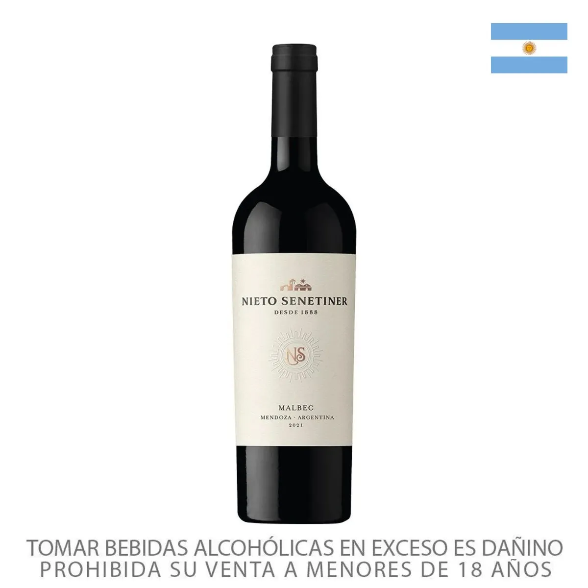 NIETO SENETINER - Vino Tinto Nieto Senetiner Estate Malbec Seco 13.5° Botella 750 mL