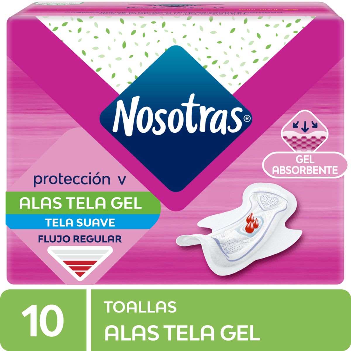 NOSOTRAS - Toallas Higiénicas Nosotras con Alas y Gel Empaque 10 Und