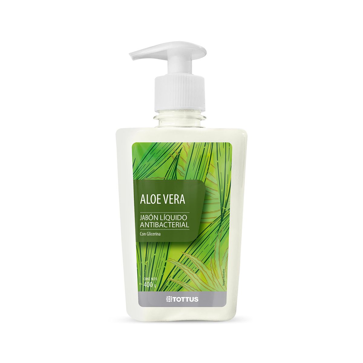 TOTTUS - Jabón Líquido Antibacterial Tottus Aloe Vera Envase 400 g