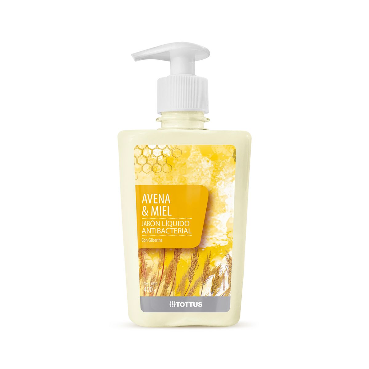 TOTTUS - Jabón Líquido Antibacterial Tottus Avena y Miel Envase 400 g