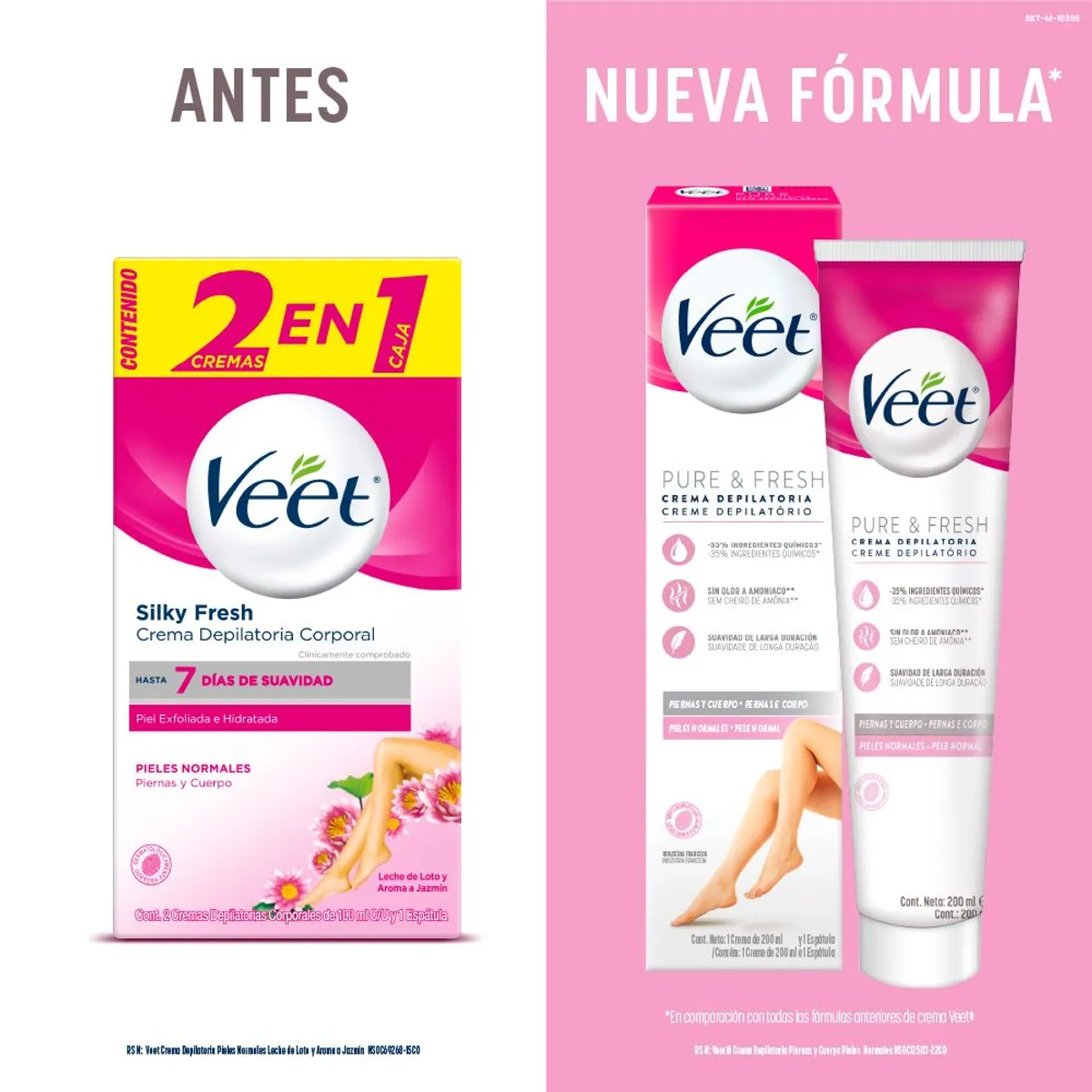 VEET - Crema Depilatoria Veet Pure Piel Sensible Piernas y Cuerpo Envase 200 mL