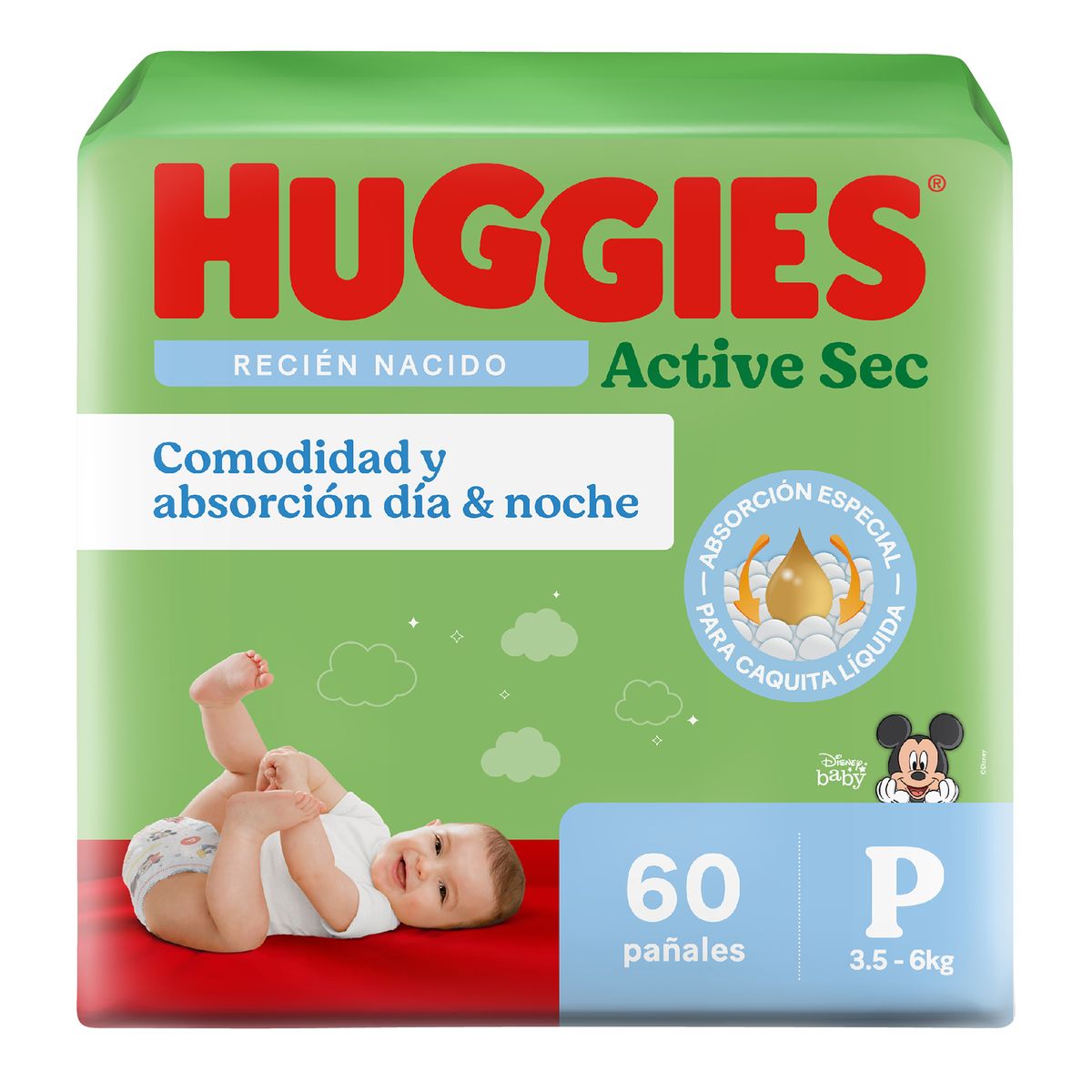 HUGGIES - Pañales Huggies Active Sec Talla P Empaque 60 Und
