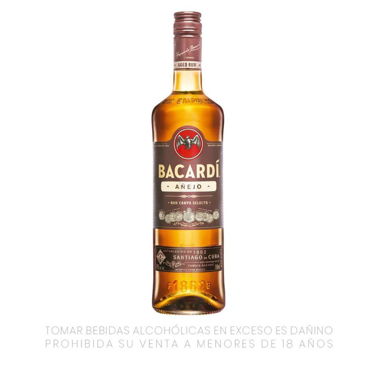 BACARDI - Ron Bacardí Añejo Botella 750 mL