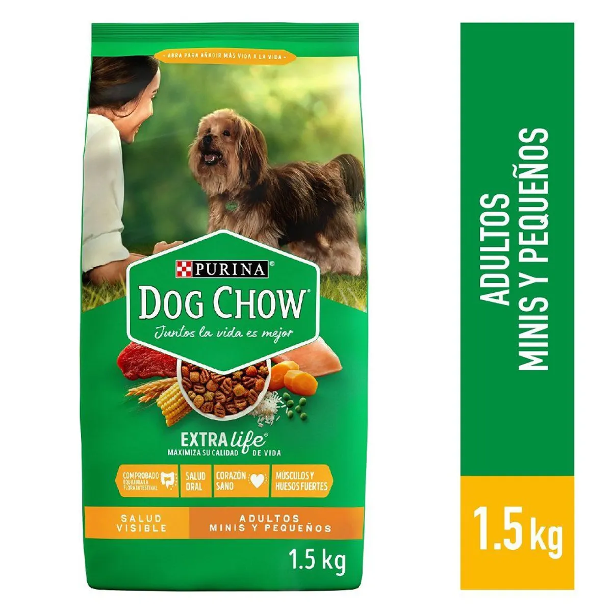 DOG CHOW - Alimento Seco Perros Adultos Dog Chow Razas Pequeñas Bolsa 1.5 Kg