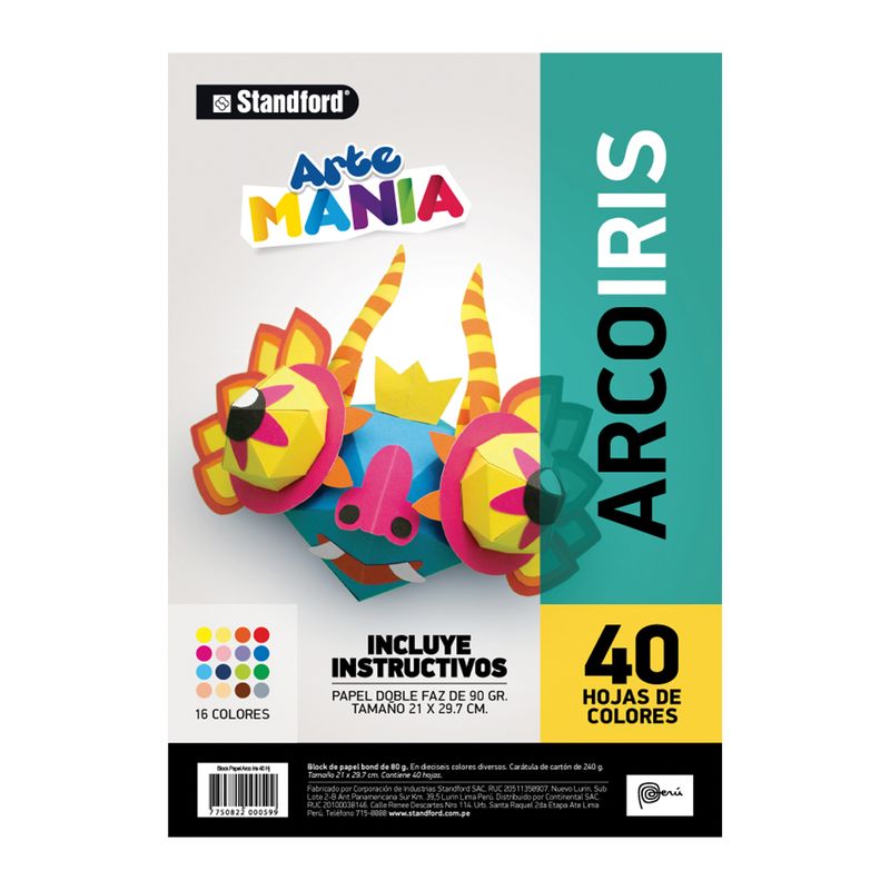 STANDFORD - BLOCK PAPEL ARCO IRIS