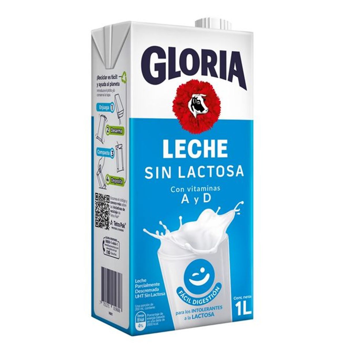 GLORIA - Leche Gloria Sin Lactosa Semidescremada Uht 1 L
