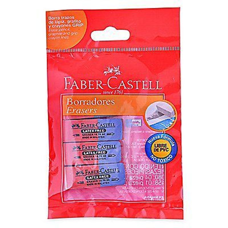FABER CASTELL - Borrador Latex Free Tinta Lápiz Blx4