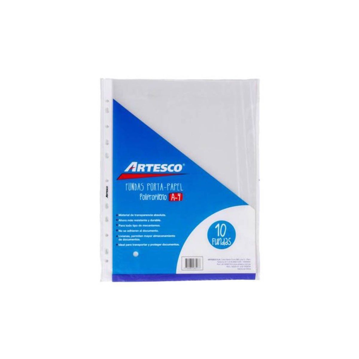 ARTESCO - Fundas Artesco Portapapel De Polipropeno A4 Empaque 10 Und