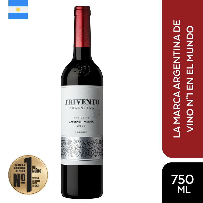 TRIVENTO - Vino Tinto Trivento Reserva Cabernet Malbec 13° Botella 750 mL