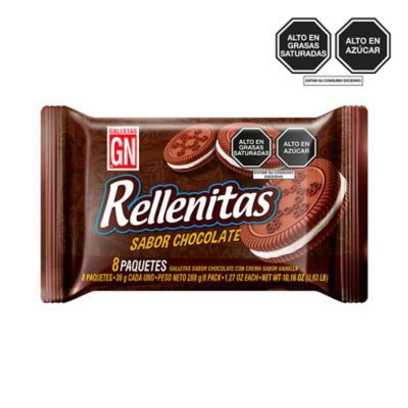 GN - Galleta Rellenitas Sabor de Chocolate GN 8 Unidades