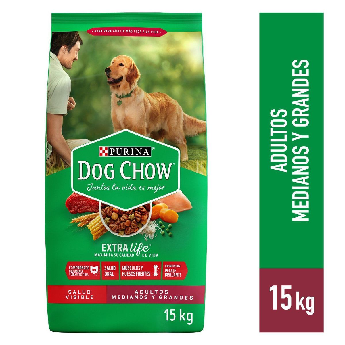 DOG CHOW - Alimento Seco Perros Adultos Dog Chow Razas Medianas y Grandes Bolsa 15 Kg