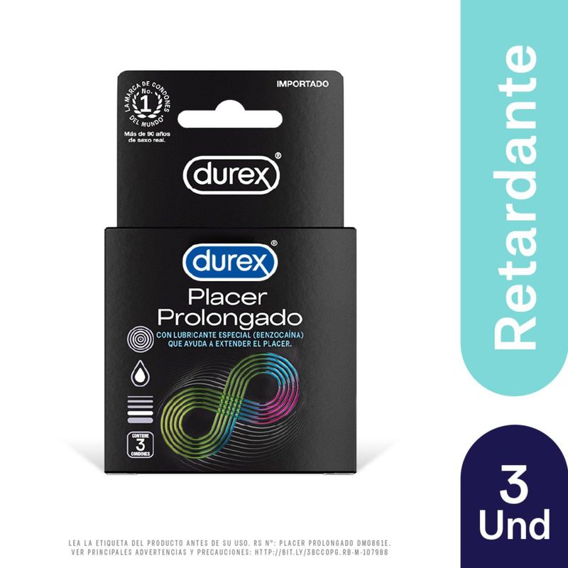 DUREX - Preservativos Durex Placer Prolongado Empaque 3 Und