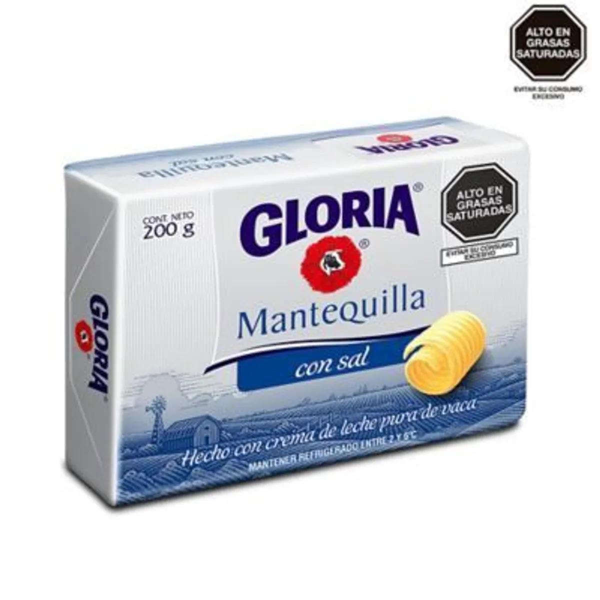 GLORIA - Mantequilla con Sal en Barra Gloria Empaque 200 g