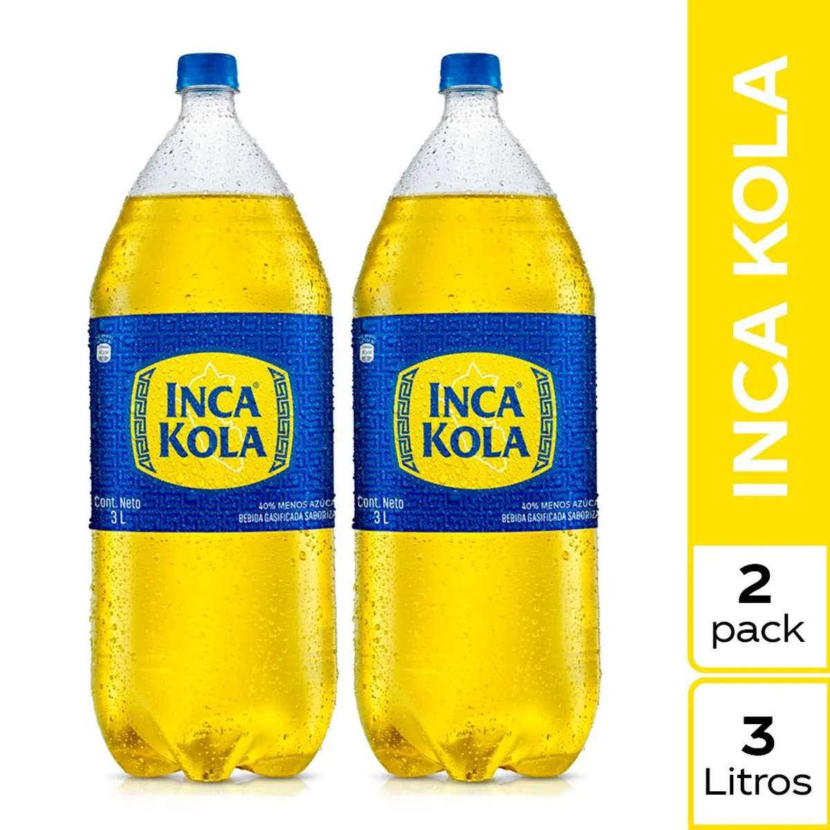 INCA KOLA - Gaseosa Inca Kola Pack 2 Botellas 3 L