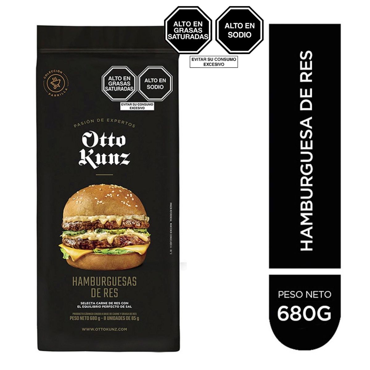 OTTO KUNZ - Hamburguesa Premium de Res Otto Kunz Empaque 680 g