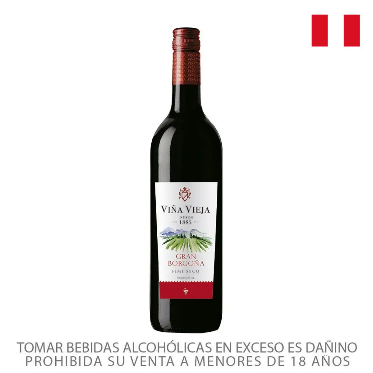VINA VIEJA - Vino Tinto Viña Vieja Gran Borgoña Semi Seco Botella 750 mL