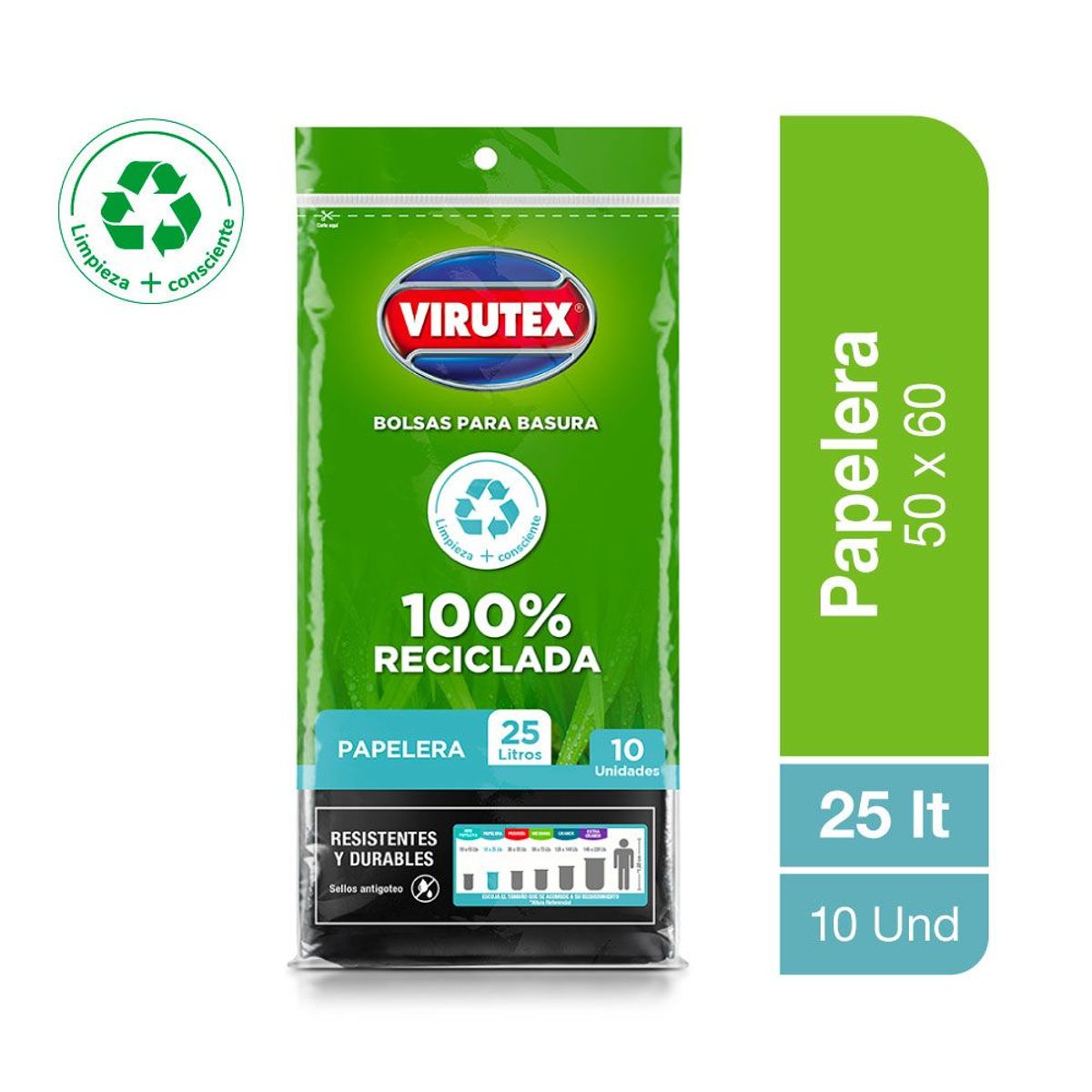 VIRUTEX - Bolsa de Basura Virutex 25 L Empaque 10 Und