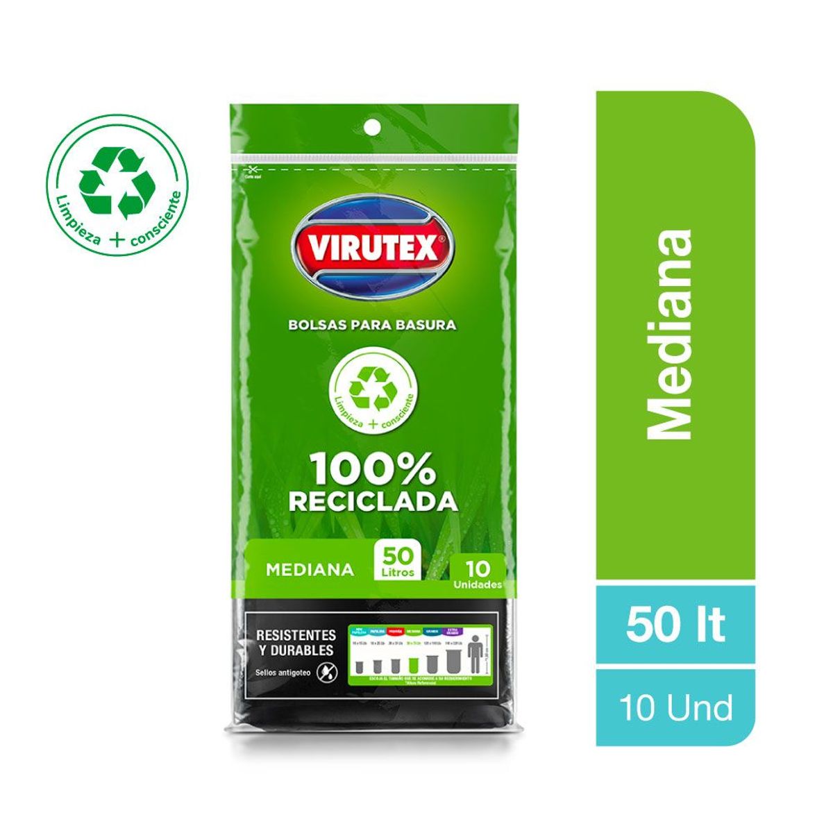VIRUTEX - Bolsa de Basura Virutex 50 L Empaque 10 Und