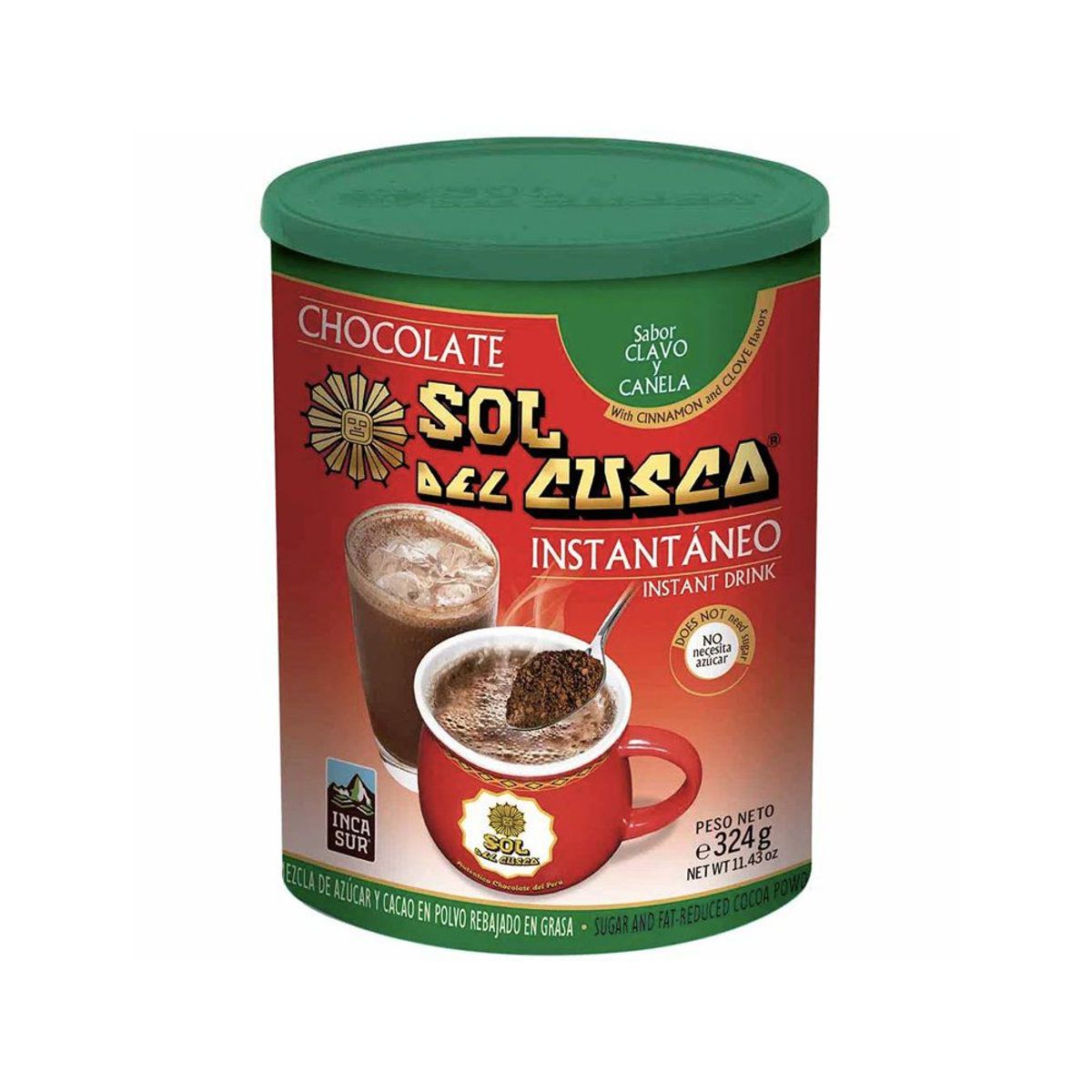 SOL DEL CUSCO - Chocolate Instantáneo Sol del Cusco Canela y Clavo Lata 324 g