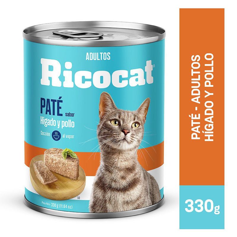  - Paté para Gatos Adultos Ricocat Sabor Hígado Y Pollo 330 g