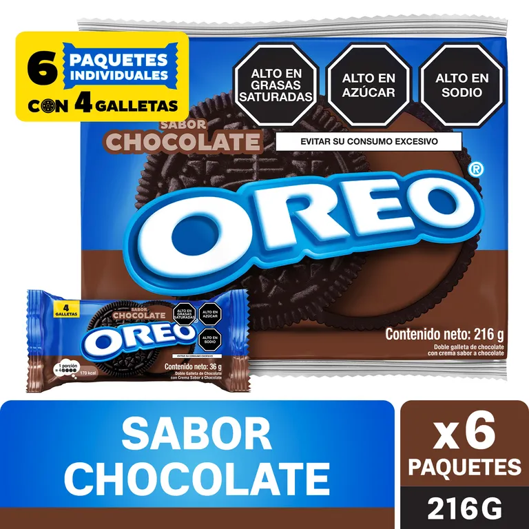 Galleta Oreo Chocolate Sixpack 216 g | Tottus Perú