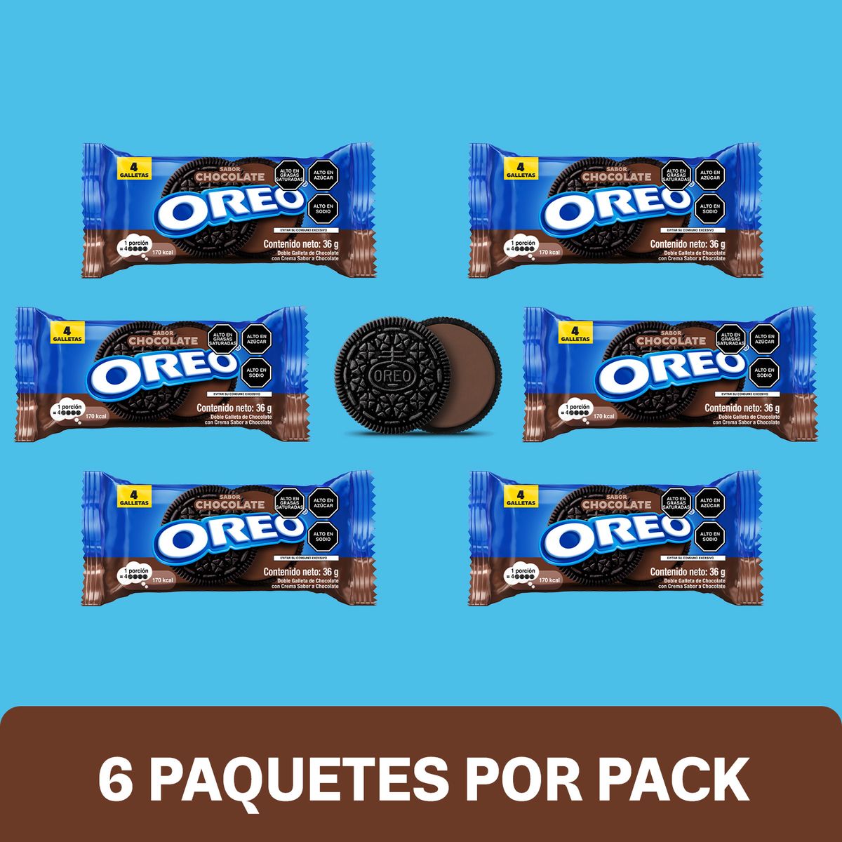 OREO - Galleta Oreo Sabor Chocolate Sixpack 216 g