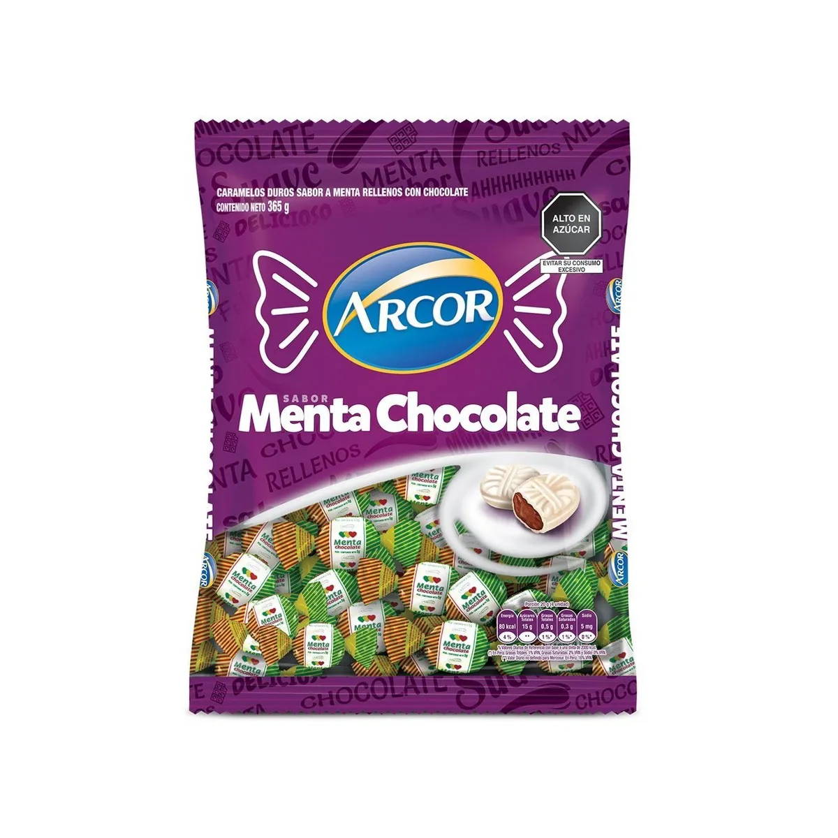 ARCOR - Caramelos Sabor Menta Chocolate Arcor Bolsa 365 g