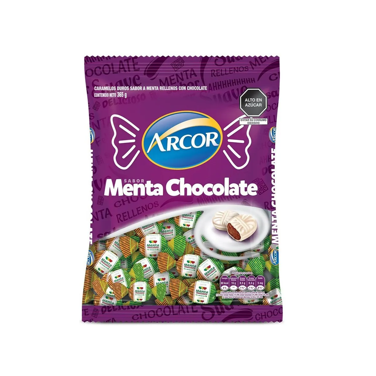 ARCOR - Caramelos Sabor Menta Chocolate Arcor Bolsa 365 g