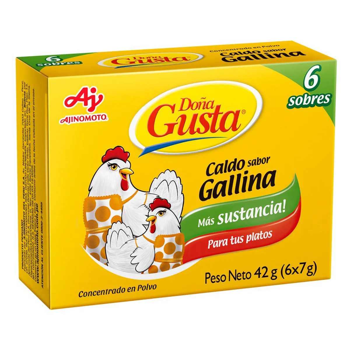 AJINOMOTO - Caldo Concentrado Doña Gusta Sabor Gallina Caja 6 Und
