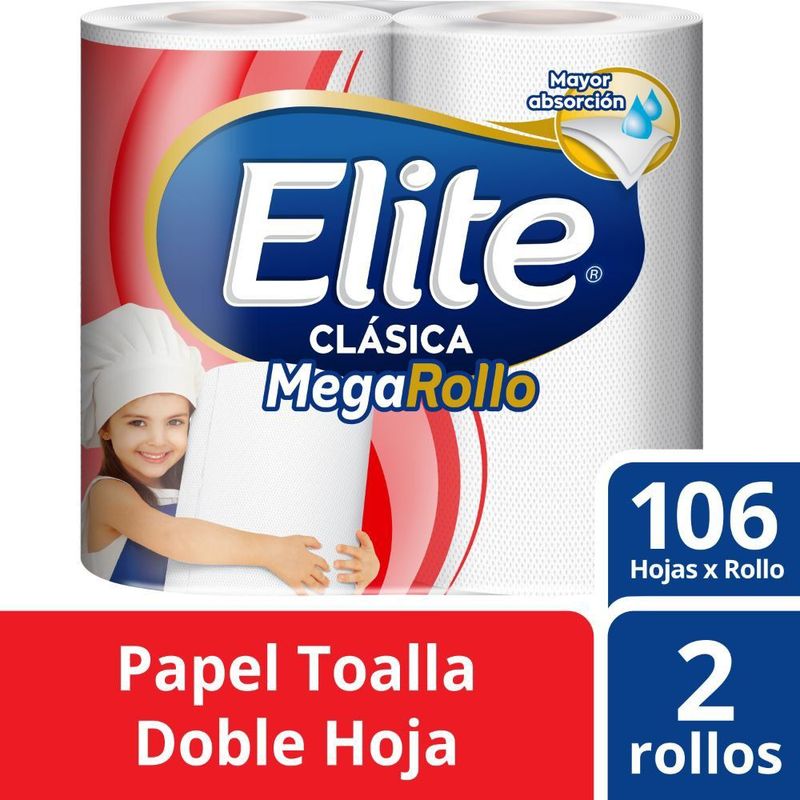 ELITE - Papel Toalla Elite Megarollo Doble Hoja Empaque 2 Und