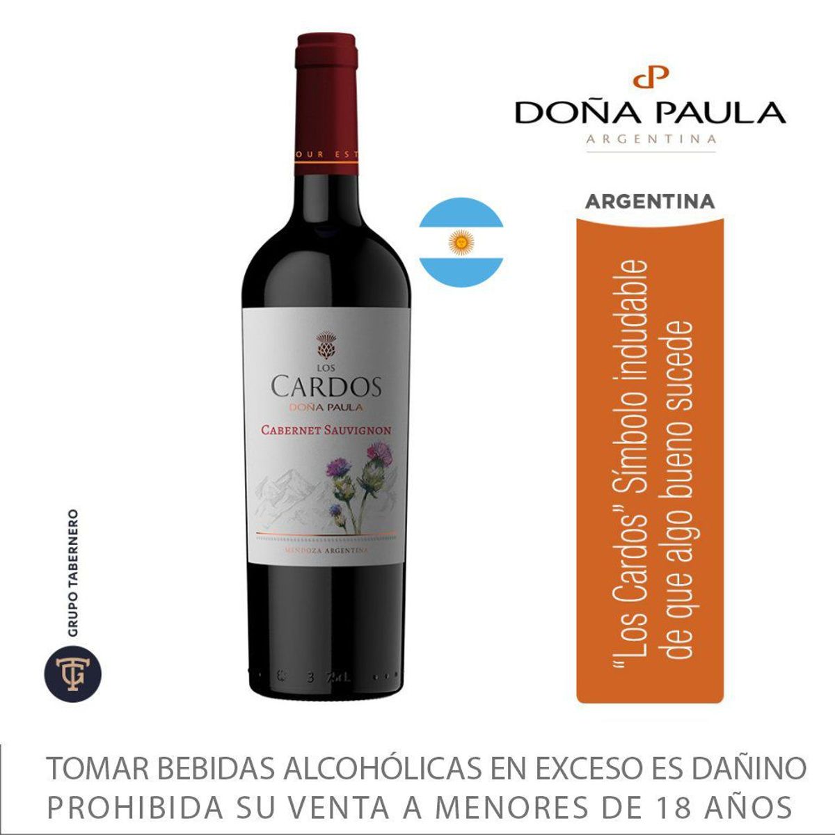 DOÑA PAULA - Vino Tinto Doña Paula Los Cardos Cabernet Sauvignon Botella 750 mL