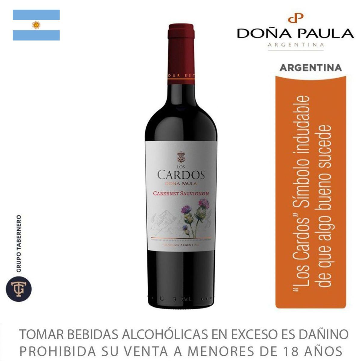 DONA PAULA - Vino Tinto Doña Paula Los Cardos Cabernet Sauvignon Botella 750 mL
