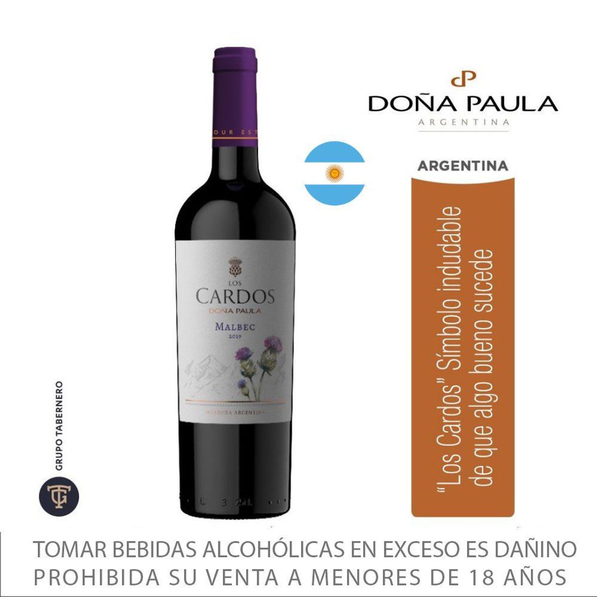 DOÑA PAULA - Vino Tinto Doña Paula Los Cardos Malbec Botella 750 mL
